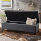 Panca contenitore imbottita con coperchio – Grigio scuro / Blu navy / Grano, 2 posti