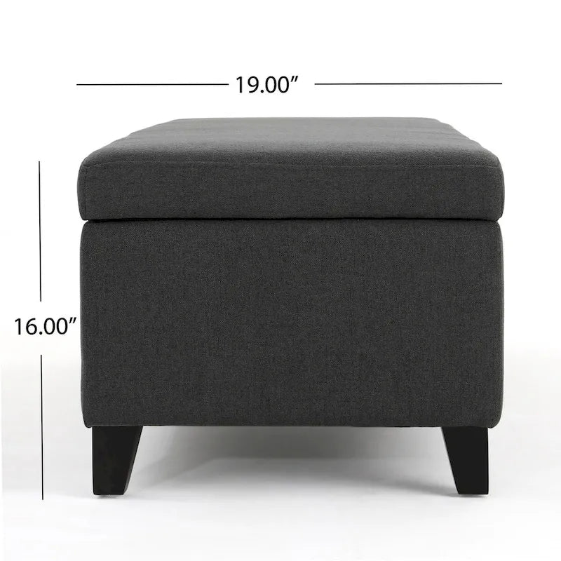 Panca contenitore imbottita con coperchio – Grigio scuro / Blu navy / Grano, 2 posti