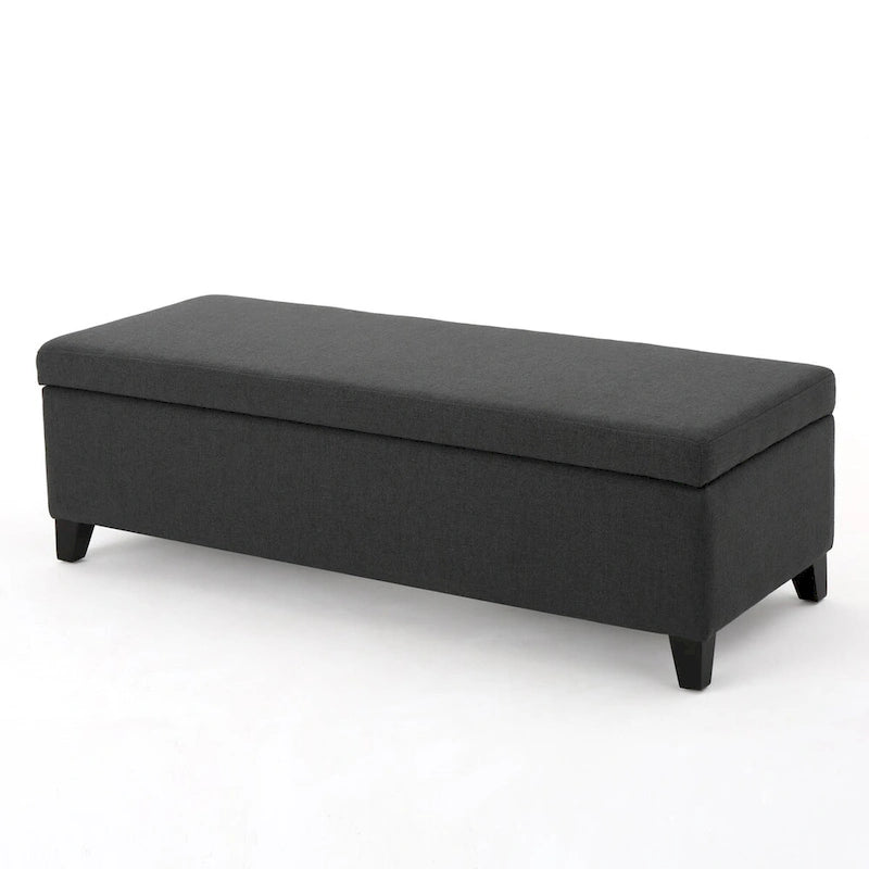 Panca contenitore imbottita con coperchio – Grigio scuro / Blu navy / Grano, 2 posti