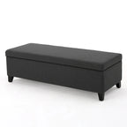 Panca contenitore imbottita con coperchio – Grigio scuro / Blu navy / Grano, 2 posti
