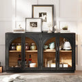 Credenza retrò a 4 ante nera/blu navy con ripiani regolabili, montaggio a 1 persona
