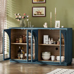 Credenza retrò a 4 ante nera/blu navy con ripiani regolabili, montaggio a 1 persona