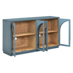 Credenza retrò a 4 ante nera/blu navy con ripiani regolabili, montaggio a 1 persona