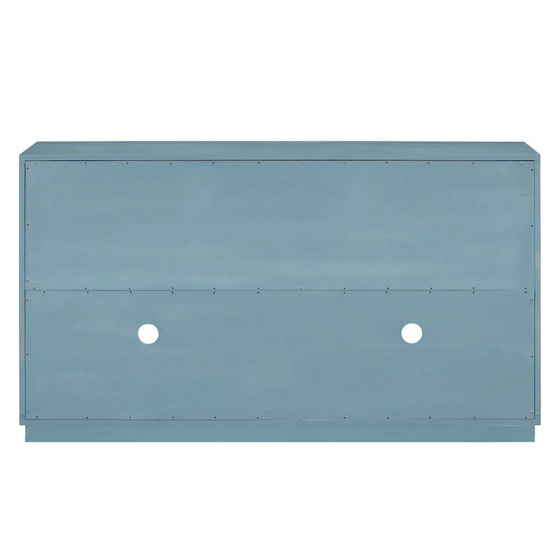 Credenza retrò a 4 ante nera/blu navy con ripiani regolabili, montaggio a 1 persona