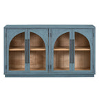 Credenza retrò a 4 ante nera/blu navy con ripiani regolabili, montaggio a 1 persona