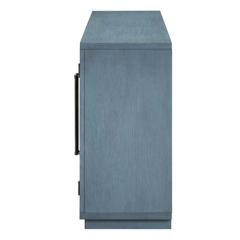 Credenza retrò a 4 ante nera/blu navy con ripiani regolabili, montaggio a 1 persona