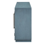Credenza retrò a 4 ante nera/blu navy con ripiani regolabili, montaggio a 1 persona