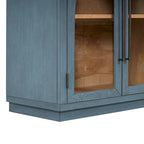Credenza retrò a 4 ante nera/blu navy con ripiani regolabili, montaggio a 1 persona