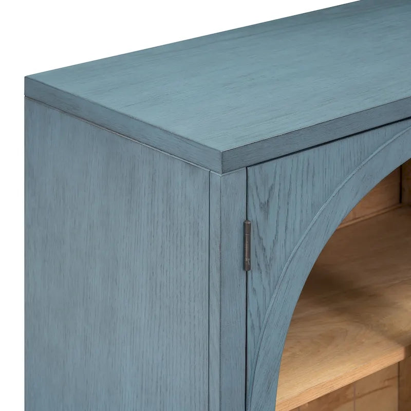 Credenza retrò a 4 ante nera/blu navy con ripiani regolabili, montaggio a 1 persona
