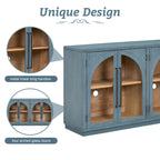 Credenza retrò a 4 ante nera/blu navy con ripiani regolabili, montaggio a 1 persona