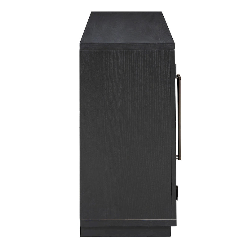 Credenza retrò a 4 ante nera/blu navy con ripiani regolabili, montaggio a 1 persona