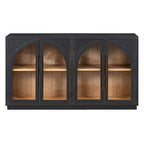 Credenza retrò a 4 ante nera/blu navy con ripiani regolabili, montaggio a 1 persona