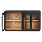 Credenza retrò a 4 ante nera/blu navy con ripiani regolabili, montaggio a 1 persona