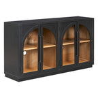 Credenza retrò a 4 ante nera/blu navy con ripiani regolabili, montaggio a 1 persona