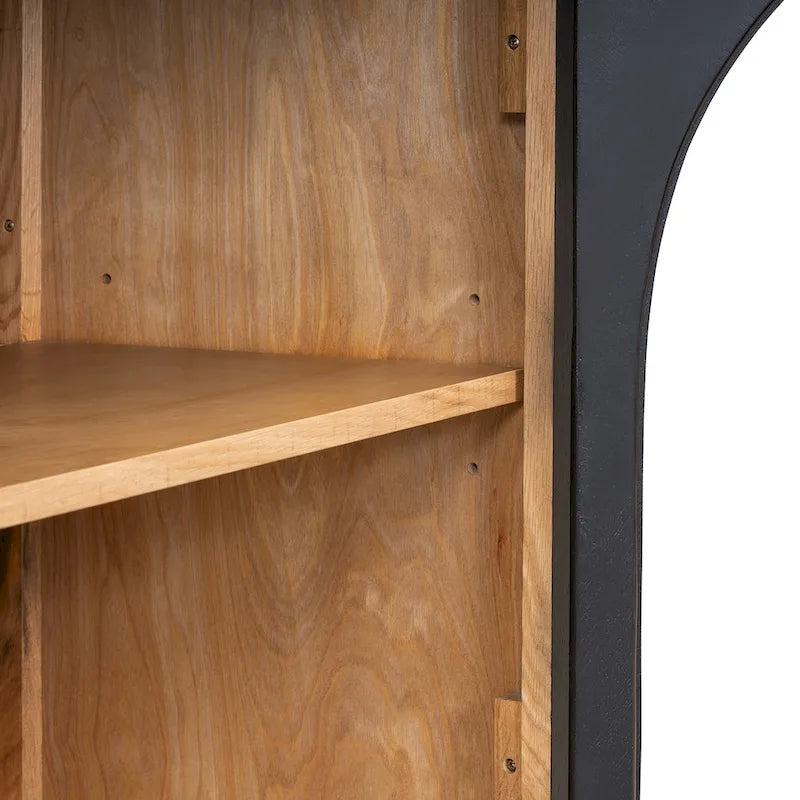 Credenza retrò a 4 ante nera/blu navy con ripiani regolabili, montaggio a 1 persona