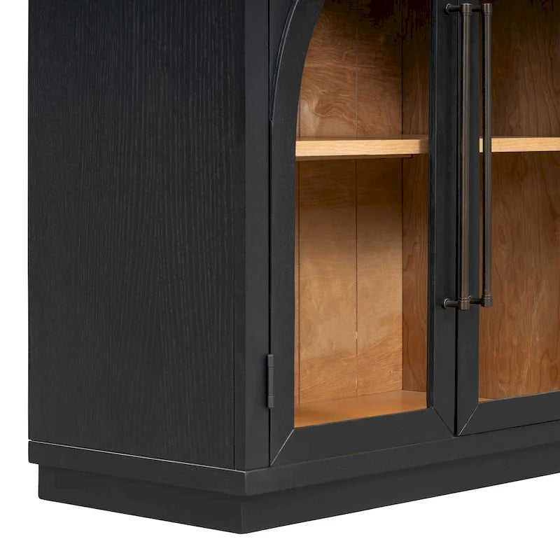 Credenza retrò a 4 ante nera/blu navy con ripiani regolabili, montaggio a 1 persona