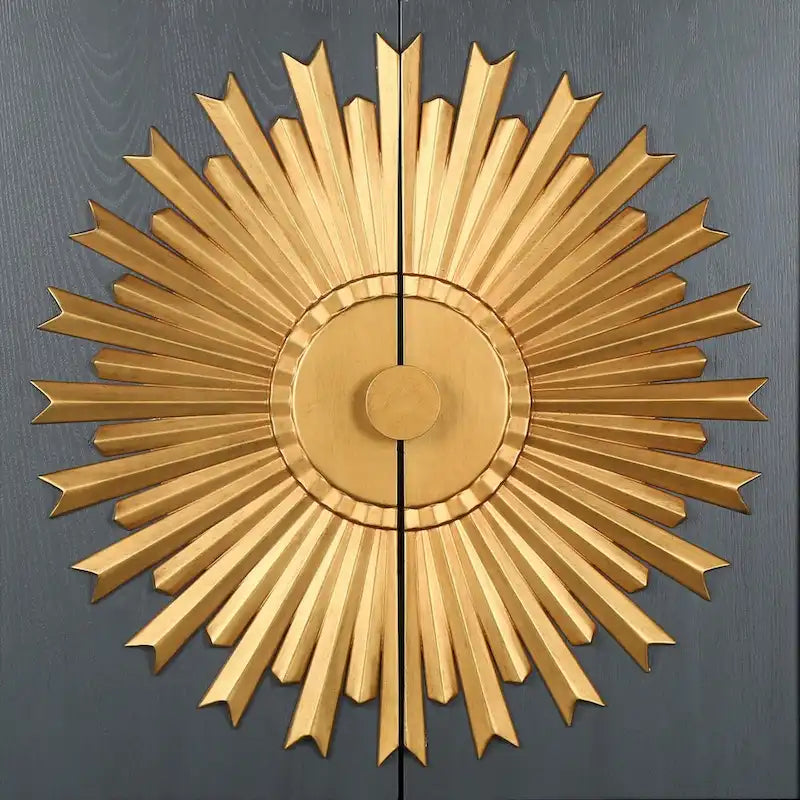 Mobiletto accentato Sunburst marrone a 2 ante, finitura legno, unità singola