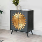 Mobiletto accentato Sunburst marrone a 2 ante, finitura legno, unità singola