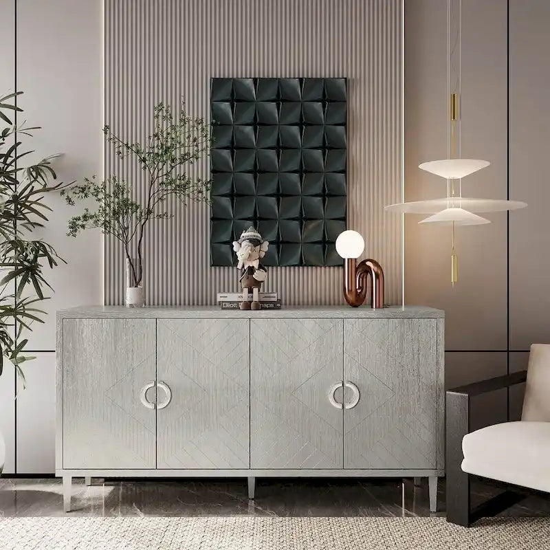 Credenza a 4 ante blu notte / champagne