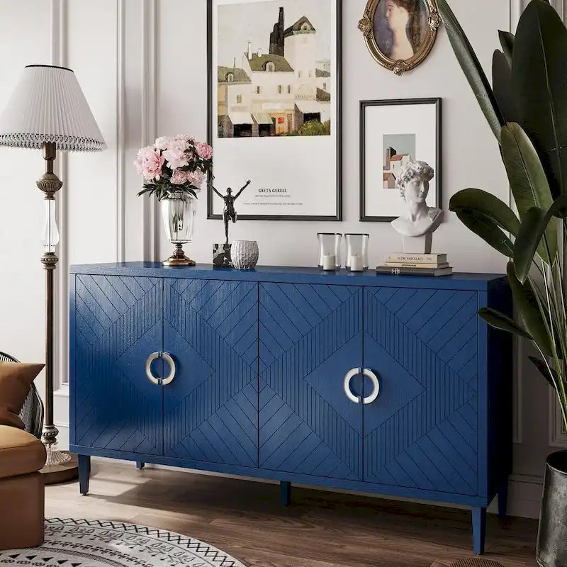Credenza a 4 ante blu notte / champagne