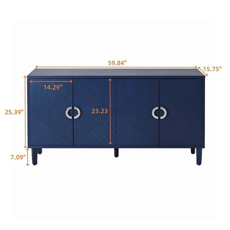Credenza a 4 ante blu notte / champagne
