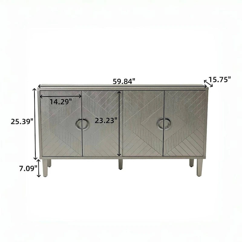 Credenza a 4 ante blu notte / champagne
