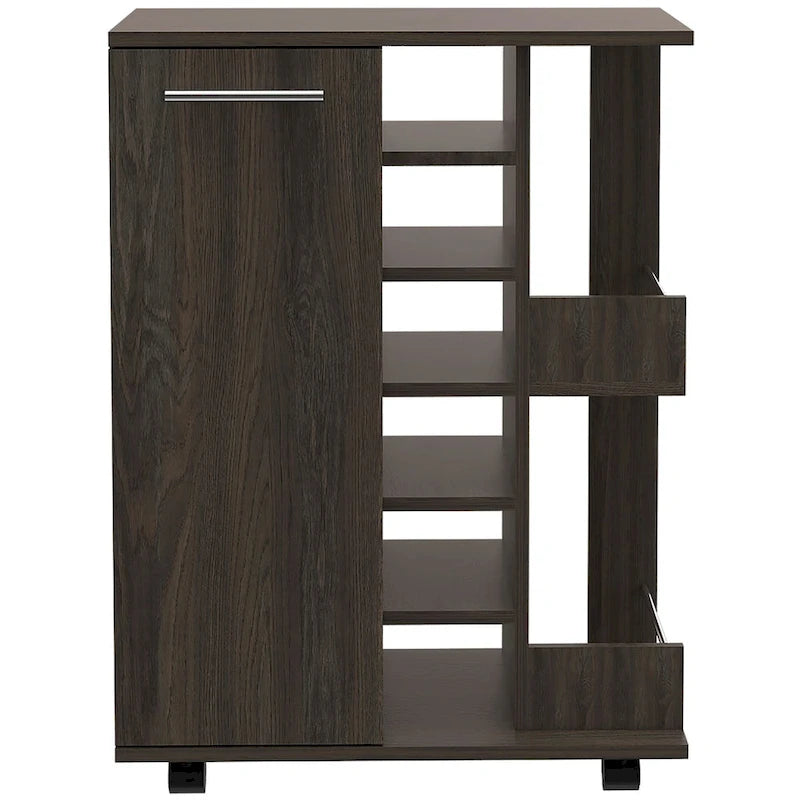 Carrello bar a 2 ripiani con divisione per 6 bottiglie Carbon Espresso