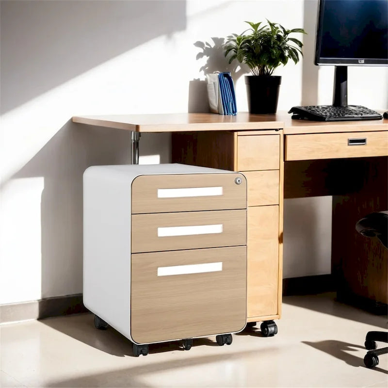 Mobiletto d'Appoggio Brown 2 Ante con Motivo a Raggi, Stile Art Déco