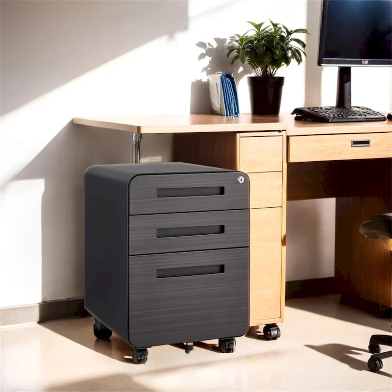 Mobiletto d'Appoggio Brown 2 Ante con Motivo a Raggi, Stile Art Déco
