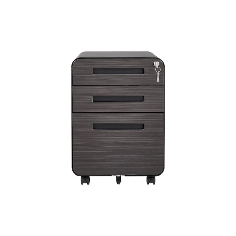 Mobiletto d'Appoggio Brown 2 Ante con Motivo a Raggi, Stile Art Déco
