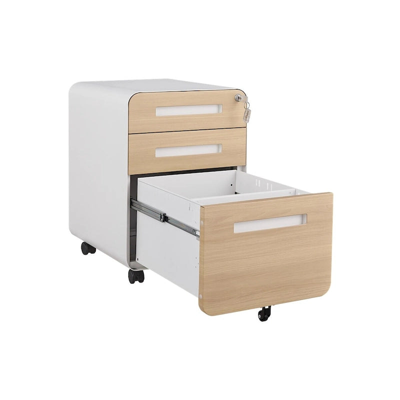 Mobiletto d'Appoggio Brown 2 Ante con Motivo a Raggi, Stile Art Déco