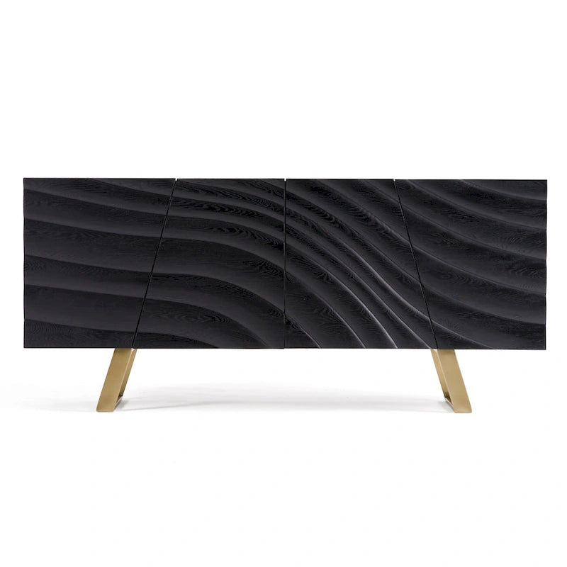 Credenza Modrest Finley Mid-Century nera e oro
