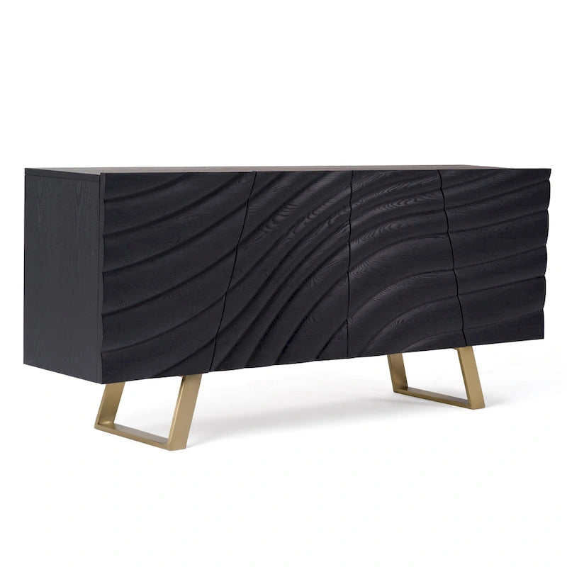 Credenza Modrest Finley Mid-Century nera e oro