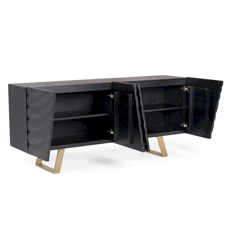 Credenza Modrest Finley Mid-Century nera e oro