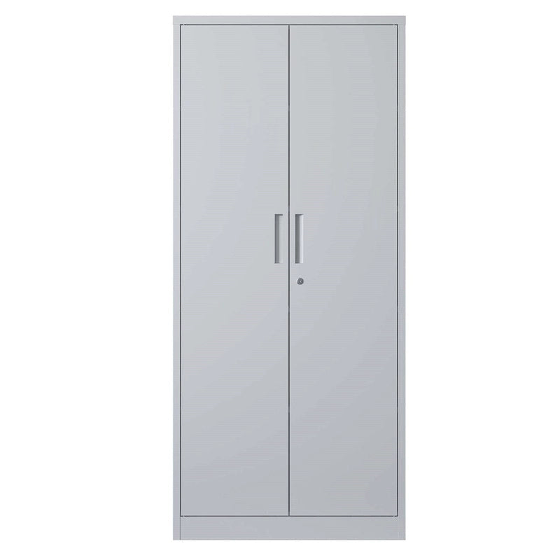 Armadio metallico nero/bianco, 2 ante con serratura e 4 ripiani, montaggio per una persona