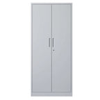 Armadio metallico nero/bianco, 2 ante con serratura e 4 ripiani, montaggio per una persona