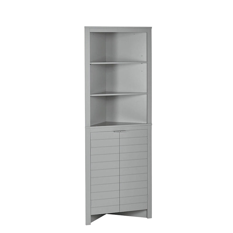 Mobile contenitore ad angolo alto bianco/grigio con ripiani aperti, montaggio singolo