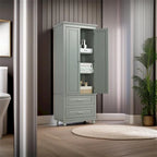 Armadio Alto Verniciato Grigio con 2 Cassetti e 2 Ante, 1 Persona