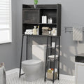 Armadietto da bagno salvaspazio sopra WC, colore grigio/bianco, a 6 ripiani, per 1 persona