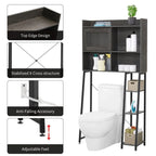 Armadietto da bagno salvaspazio sopra WC, colore grigio/bianco, a 6 ripiani, per 1 persona