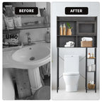 Armadietto da bagno salvaspazio sopra WC, colore grigio/bianco, a 6 ripiani, per 1 persona