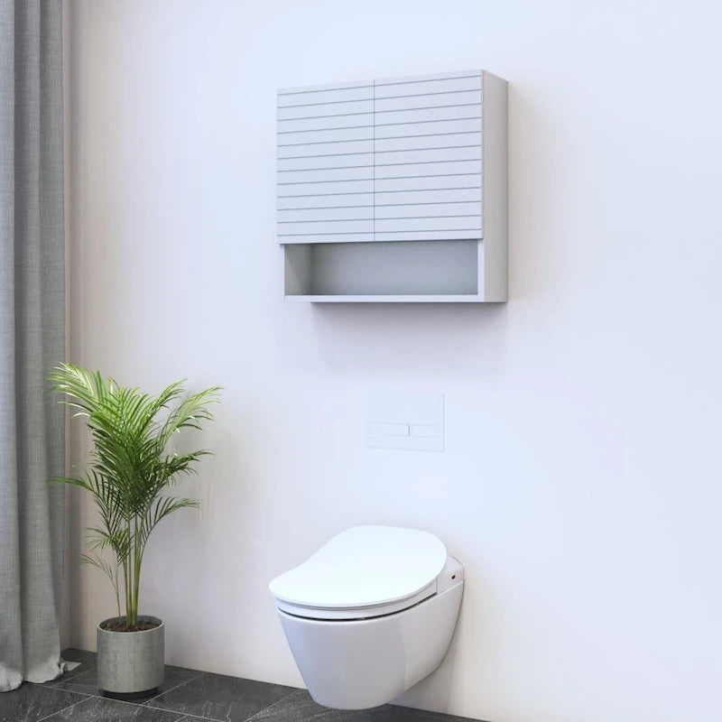 Mobile bagno a 2 ante sospeso, finitura bianca opaca, singolo