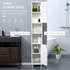Colonna bagno autoportante bianca con specchio, 1 persona, 2 ante + 2 ripiani aperti