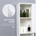 Colonna bagno autoportante bianca con specchio, 1 persona, 2 ante + 2 ripiani aperti