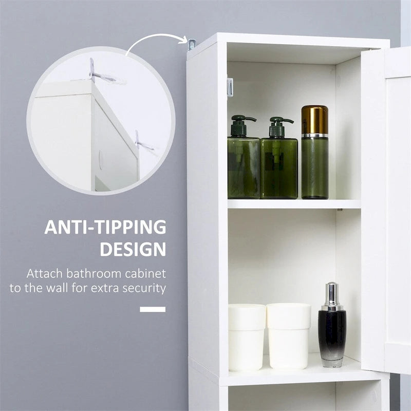 Colonna bagno autoportante bianca con specchio, 1 persona, 2 ante + 2 ripiani aperti