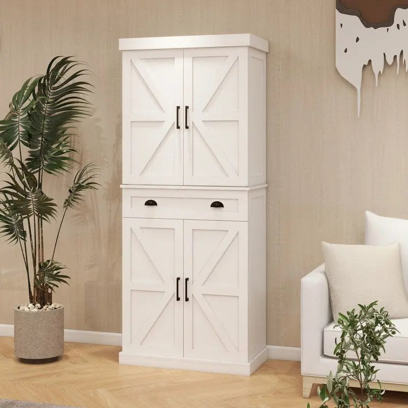 71  Kitchen Pantry Storage Cabinet with 4 Doors,1 Drawer, 2 Adjustable Shelves