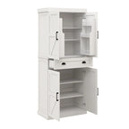 Mobile dispensa autoportante bianco per cucina, 4 ante 1 cassetto 2 ripiani regolabili, singolo