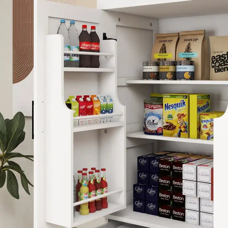 Mobile dispensa autoportante bianco per cucina, 4 ante 1 cassetto 2 ripiani regolabili, singolo