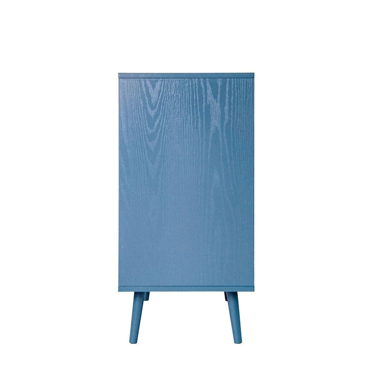 Comodino in Rattan a 3 Cassetti, Singolo, Blu/Verde/Naturale/Noce/Nero