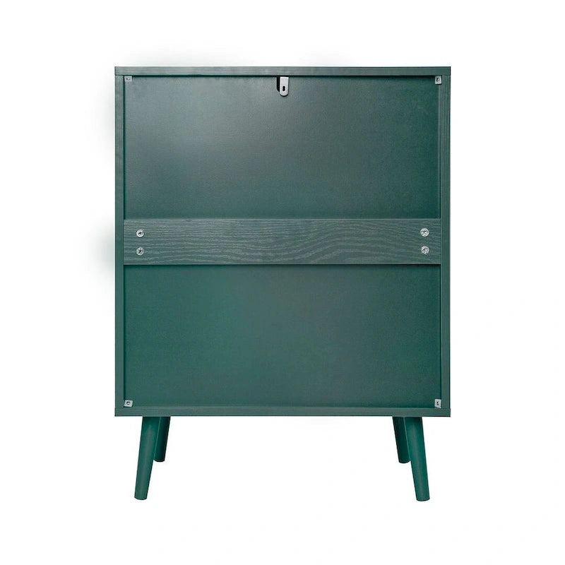Comodino in Rattan a 3 Cassetti, Singolo, Blu/Verde/Naturale/Noce/Nero
